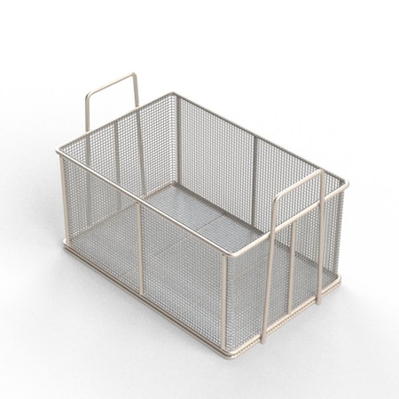 Anysizebasket Rectangular Wire Mesh Basket: 18Lx12Wx9H, 304 SS, 5/16 Rod Frame, Stacking Handles, Mesh: 2 x .063 TMT-180120090-A02S